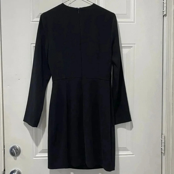 MNG MANGO Women's Black Capiz Button Wrap Dress EUR S USA 4 back zip S - Picture 2 of 10